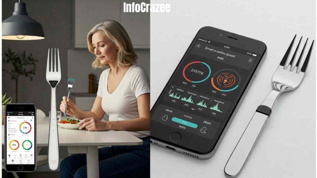A smart fork and app that work together to help users monitor and improve their eating speed, promoting better digestion and mindful eating.