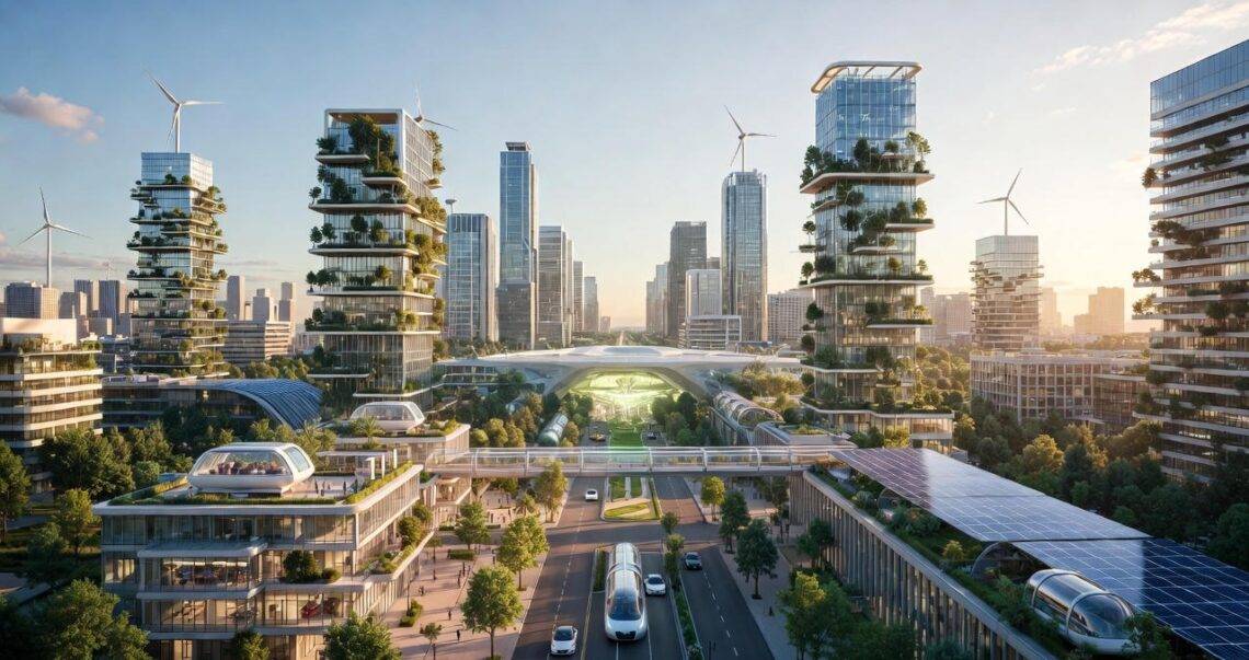 Carbon-Neutral Metropolis: Future Smart City Rendering