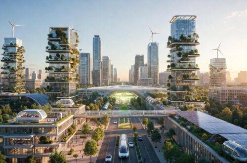 Carbon-Neutral Metropolis: Future Smart City Rendering
