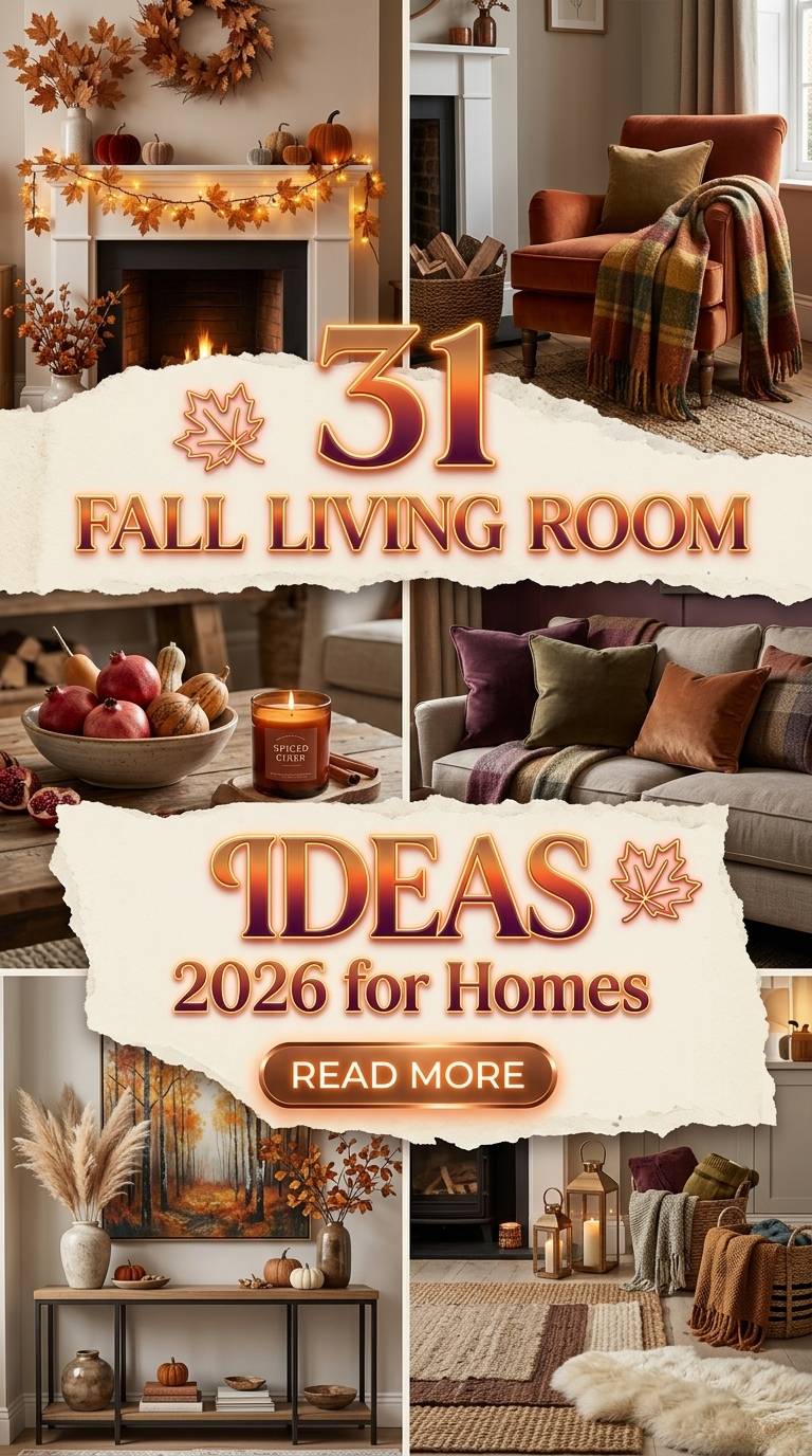 31 Fall Living Room Ideas 2026 for Homes Aesthetic Soft Cozy Decor & Fresh Colors