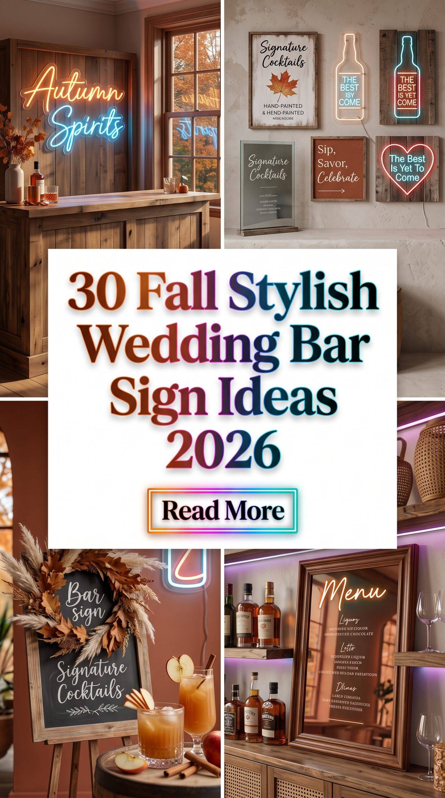 30 Fall Stylish Wedding Bar Sign Ideas 2026 for Weddings | Elegant Reception Inspiration