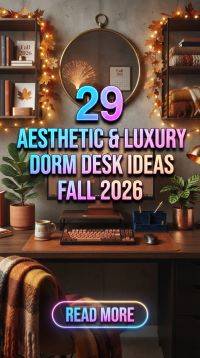 29 Aesthetic & Luxury Dorm Desk Ideas Fall 2026 for Students | Stylish Study Space Inspiration