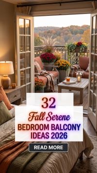 32 Fall Serene Bedroom Balcony Ideas 2026 for Homes | Cozy Outdoor Retreats for Relaxing Evenings