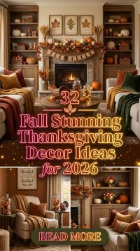 32 Fall Stunning Thanksgiving Decor Ideas for 2026 You Need to Try | Cozy Tablescapes, Warm Colors & Elegant Seasonal Details