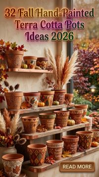 32 Fall Hand-Painted Terracotta Pots for Your Home and Patio 2026 | Warm Colors & Beautiful DIY Garden Decor