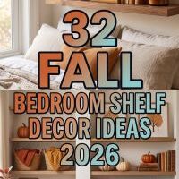 32 Fall Bedroom Shelf Decor Ideas 2026 for Modern Homes | Books, Candles, Plants, Art & Cozy Autumn Accents