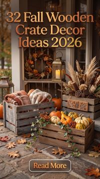 32 Fall Decor Ideas for a Wooden Crate 2026 | Rustic Pumpkins, Dried Flowers, Lanterns & Cozy Autumn Displays