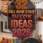 32 Fall Decor Ideas for a Book Stack 2026 | Layered Books, Mini Pumpkins, Candles, Dried Florals & Cozy Seasonal Accents