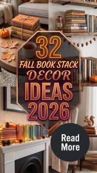 32 Fall Decor Ideas for a Book Stack 2026 | Layered Books, Mini Pumpkins, Candles, Dried Florals & Cozy Seasonal Accents