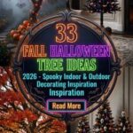 33 Fall Halloween Tree Ideas 2026 | Spooky Indoor & Outdoor Displays with Black Ornaments, Pumpkins, Bats, Cobwebs & Atmospheric Halloween Lighting