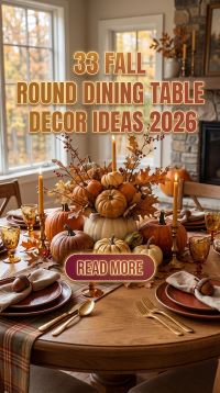 33 Fall Round Table Dining Decor Room Ideas 2026 That Feel Cozy and Functional | Beautiful Centerpieces & Stylish Autumn Details