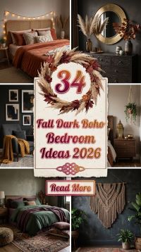 34 Fall Dark Boho Bedroom Ideas 2026 for Homes | Cozy, Moody & Luxurious Retreats