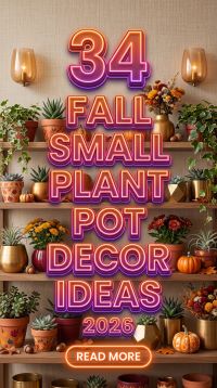 34 Fall Small Plant Pot Decor Ideas 2026 | Mini Pumpkins, Dried Leaves, Natural Textures & Stylish Seasonal Planter Designs