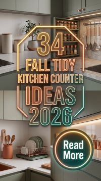 34 Fall Tidy Kitchen Counter Ideas 2026 You'll Actually Love | Smart Storage, Elegant Accessories & Effortless Organization