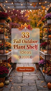 33 Fall Outdoor Plant Shelf Ideas 2026 | Beautiful Potted Plants, Rustic Shelves, Lanterns & Warm Seasonal Garden Accents