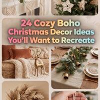 24 How to Upgrade Your Home With Cozy Boho Christmas Decor Ideas Using Warm Neutral Colors, Natural Wood, Soft Fairy Lights, Handmade Ornaments, Rustic Greenery and Dreamy Holiday Details for a Stylish 2026 Christmas Makeover