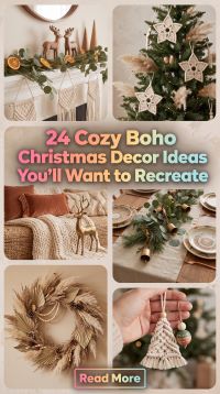 24 How to Upgrade Your Home With Cozy Boho Christmas Decor Ideas Using Warm Neutral Colors, Natural Wood, Soft Fairy Lights, Handmade Ornaments, Rustic Greenery and Dreamy Holiday Details for a Stylish 2026 Christmas Makeover