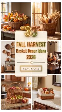 33 Fall Harvest Small Basket Styling Ideas 2026 | Mini Gourds, Dried Flowers, Pinecones & Warm Seasonal Details