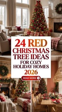 Which 24 Red Christmas Tree Ideas Can Help You Create a Cozy, Classic Holiday Home With Rich Red Ornaments, Velvet Ribbons, Golden Accents, Warm Fairy Lights, and Beautiful Festive Details That Make Your Christmas Tree Feel Timeless and Pinterest-Worthy?