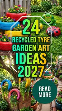 24 Upcycled Garden Decor Ideas Using Old Tyres, Colorful Planters, Creative Flower Displays, Whimsical Sculptures and Eco-Friendly DIY Designs to Transform Your Backyard Into a Beautiful, Sustainable Outdoor Retreat
