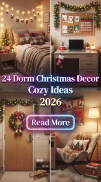 24 Cozy Dorm Christmas Decor Ideas That Transform a Small Room Into a Magical Holiday Retreat With Fairy Lights, Mini Trees, Garlands, Stockings, Soft Textiles and Festive Personal Touches