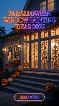 24 Halloween Window Art Ideas 2026 That Turn Ordinary Glass Into Spooky Scenes With Ghosts, Haunted Houses, Bats, Witches, Creepy Eyes and Eerie Silhouettes