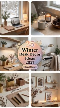 25 Winter Home Office Makeover Ideas 2027 With Cozy Desk Setups, Warm Lighting, Stylish Shelving, Cute Accessories and Smart Organization to Create a Beautiful, Comfortable and Inspiring Workspace