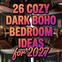 26 Cozy Dark Boho Bedroom Ideas 2027 With Moody Walls, Layered Textures, Vintage Accents and Warm Lighting for a Relaxing, Pinterest-Worthy Bedroom Makeover