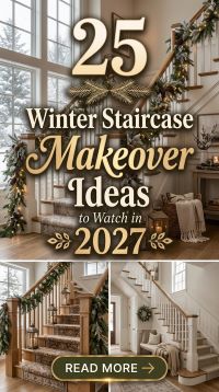 25 Winter Staircase Makeover Ideas 2027 That Transform Dull Steps Into a Cozy, Elegant Feature With Warm Lighting, Stylish Railings, Wood Finishes, Chic Runners, Seasonal Greenery and Smart Under-Stair Storage for a Beautiful Home Refresh