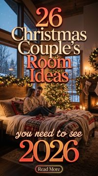 26 Christmas Couple’s Bedroom Ideas 2026 With Matching Pajamas, Twinkling Fairy Lights, Soft Blankets, Festive Bedding and Romantic Decor for an Unforgettable Holiday Retreat